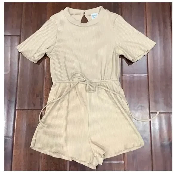Princess Polly Aiken Soft Ribbed Short Sleeve Front Tie Romper Size 4 - Picture 14 of 14